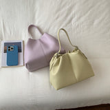 KYLETHOMASW  -  Women's Leather Drawstring Bucket Bag Minimalist Sweet Aesthetic Daily Crossbody Shoulder Bag Handbags and Purses