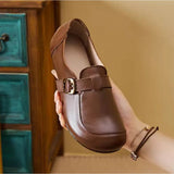 KYLETHOMASW  -  Leather Shoes for Women Spring/autumn New Soft Soled and Soft Faced Mom Pumps Retro Anti Slip and Breathable Leather Shoes Women
