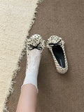 KYLETHOMASW  -  Fashionable Thick Heel Mary Janes Women's Slip-On Shoes Polka Dot  Bow Knot Casual Comfy Footwear Summer Season