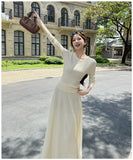KYLETHOMASW  -  Autumn Winter Korean Minimalist Gentle Style 2 Piece Set Women Knitted Top+High-waisted Skirt Sweater Set Fashion Office Lady