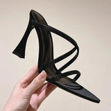KYLETHOMASW  -  French Pointed Rhinestone Fine Heel Exposed Toe Sexy Nightclub High-heeled Sandals for Women