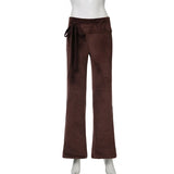 KYLETHOMASW  -  Skin tone, low waist, three-dimensional bow tie, wide leg pants, temperament, velvet drape, casual pants