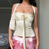 KYLETHOMASW  -  Summer New Bow Lace-up Top Neck Exposed Navel Vest Women