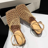 KYLETHOMASW  -  New Mesh Design Women's Sandals Square Toe Muller Slippers Fashion High Heels Summer Casual Office Shoes Sandalias Mujer