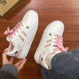 KYLETHOMASW  -  Cute Cat Paw Thick Sole White Sneakers Women Fashion Casual Platform Skate Shoes for Students