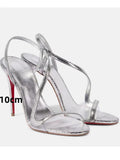 KYLETHOMASW  -  Summer New Multi Color Serpentine Straw Stiletto Sandals Sexy Party Fashion Show 35-43 Large Women's Sandals