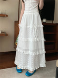 KYLETHOMASW  -   Gentle Lace Cake Skirts Women New Sweet Summer Florals 2024 Chic Casual Vacation Loose Ruffles High Waist Slim