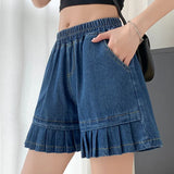 KYLETHOMASW  -  Casual Feng Shui Wash Loose Solid Color Straight Leg Pants Versatile Wide Leg Short Jeans For Women New