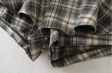 KYLETHOMASW  -  American Retro Contrast Color Plaid Ruffles Hem Mini Skirt Sexy High Waist Short Skater Skirts With Underwear