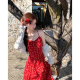 KYLETHOMASW  -  Japanese Fashion 2 Piece Set Woman Casual Long Sleeve Cardigan + Elegnat Irregular Midi Dress Beach Floral Dress Boho New