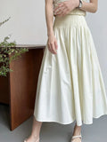 KYLETHOMASW  -  Elegant High-Waisted Pink A- Line Skirt Sweet Umbrella Design Sensibility Plenty of Pleats Medium-Length Women's Fashion