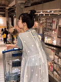KYLETHOMASW  -  Back Polka Dot Lace Mesh Vest Dress 2025 Spring Women New Loose Transparent Layered Age Reducing Loose Versatile Dress