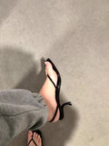 KYLETHOMASW  -  Retro Square Toe Clip Toe Sandals Kitten Heel Back Strap Brown Solid Concise French Style Sexy Fashion Women Shoes Summer Casual