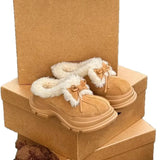 KYLETHOMASW  -  Winter Thick Bottom Snow Boots Women's Cute Bow Knot Fur Leather Integrated Versatile Cotton Booties Rubber Outsole