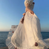 KYLETHOMASW  -  French White Princess Dress summer bow mid-length dress Party Ball Princess Fairy dresses for women