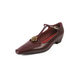 KYLETHOMASW  -  New Retro Women's Mary Jane Leather Buckle Thick Heel Square Toe Women's Metal Flower Women's Shoes 34-40