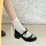 KYLETHOMASW  -  New Spring Vintage Thick Heel Women Mary Jane Shoes Fashion Butterfly-knot Height Increase Shoes Ladies Elegant Dress Pumps