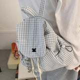 KYLETHOMASW  -  Women Preppy Kawaii Plaid Backpacks for Students Simple Y2k Aesthetic Fashion Backpack Korean Casual All Match Trendy Schoolbags