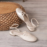 KYLETHOMASW  -  cover toe cross band gladiator sandals women japanned leather ankle strap sandalias mujer low heel summer shoes for woman