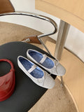 KYLETHOMASW  -  Sweet Butterfly Knot Stripe Design Mary Jane Shoes Women Comfortable Suede Elastic Band Casual Flats Elegant Brand Designer Shoe