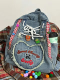 KYLETHOMASW  -  Love Embroidery Series Original Shoulder Cowboy Bag Student Party Bag Retro Handbag Y2k Backpack