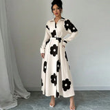 KYLETHOMASW  -  Autumn Girdling Women Dress Fashion Lapel Single Breasted Pleated Female Dresses Holidays Empire Fit And Flare Lady Robe