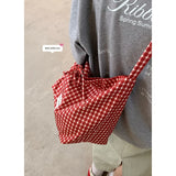 KYLETHOMASW  -  College Style Canvas Tote Bag for Women 2025 New Korean Versatile Large Capacity Bucket Bags