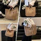 KYLETHOMASW  -  Premium Sense Straw Woven Tote Bag Large Capacity Women Shoulder Bag Tassel Design Handmade Beach Bag