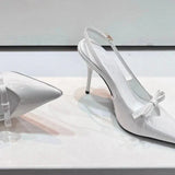 KYLETHOMASW  -  One Line Buckle High Heels Women's Slim Heels New Summer Style Bow Tie Wrap Hollowed Out Patent Leather Sandals