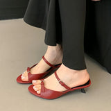 KYLETHOMASW  -  Fashion Shallow Elegant Women Low Heel Pumps Shoes Casual Female Slides Footwear Slip On Ladies Heeled Sandals Shoes