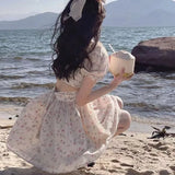 KYLETHOMASW  -  Print Floral Mini Dresses Puff Sleeve Mori Girl Style Sweet Spring Summer Women Dress Korean Fashion Vestidos Mujer
