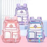 KIylethomasw 2024 Best-selling Transparent Backpack for Boys Girls Large Capacity Nylon Waterproof School Backpacks Book Primary Schoolbags