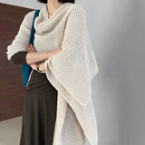 KYLETHOMASW  -  Spring Summer Women's Knitted Thin Scarf Poncho Elegant Wraps Bascis Cloak Stylish Tops