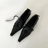 KYLETHOMASW  -  Retro Square Toe Lace Up Leather Pumps Spring Temperament Niche Women Mid Heel Shoes Versatile Soft Women Shoes Comfortable