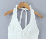 KYLETHOMASW  -  Sexy Backless White Mini Dress Women Deep V Low Waist A-line Elegant Party Dresses Birthday Robe New Vestidos