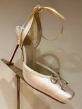 KYLETHOMASW  -  Women's New Summer Square Satin High Heel Sandals with Ankle Strap, Fashionable Party and Banquet Ballet High Heels