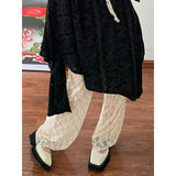 KYLTHOMASW  -  Sexy See Through Lace Women Pant White Hollow Out High Waist Female Summer Casual Outside Streetwear 2024