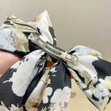 Kylethomasw New Women Fashion Hairpins Silk Ribbon Bow Braided Hair Clips  Printed Floral Barrette Hair Accessories Girls Headdresses
