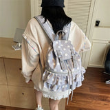 KYLETHOMASW  -  Ruffles Spliced Mochilas Mujer Polka Dot Print Mochila High Capacity Bag Holiday Travel Backpack New Canvas Bags for Woman