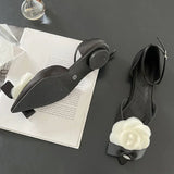Kylethomasw Flowers Mary Jane Sandals Women Summer Pointed Toe Slingback Flats Elegant Mules Sandals for Girls Sandalias De Mujer