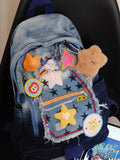 KYLETHOMASW  -  Retro Cowboy Color Matching Backpack Female Japanese Sweet Lovely Girl Y2k All-match Bag College Student Small Backpack