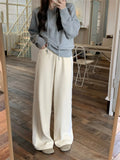 KYLETHOMASW  -  2025 Thicken Winter Lace Trousers Women Straight Wide Leg Loose Casual Fashion New Warm Daily High Waist Streetwear