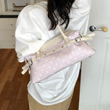KYLETHOMASW  -  Korean Style Polka Dot Small PU Leather Top Handle Bag Ladies Contrast Color Shoulder Crossbody Bags New Trend Handbag