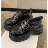 KYLETHOMASW  -  Autumn Loafers Women High Platform 7CM Shoes Women's Thick Sole PU Leather British Metal Buckle Simple Mary Jane Shoes