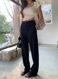 KYLETHOMASW  -  Spring Summer High Waist Casual Suit Pants Women Korean Style Fashion Wide Leg Cargo Pants Female Streetwear Vintage Trousers