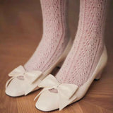 KYLETHOMASW  -  Four Seasons Wear Bowknot Decorative Thick Heel Single Shoes French Temperament Fashion Women's Shoes Shallow Toe Slip On