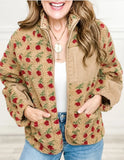 KYLETHOMASW  -  Oversize Lazy Bear Jackets Floral Printed Fleece Warm Winter Jacket Coats for Women Outfit Loose Long Sleeve Casual Bohemia Coat