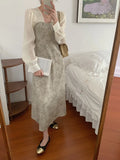 KYLETHOMASW  -  Korean Chic French Fake Two Piece Contrast Color Long Sleeve Slim Waist Lace-up Dresses