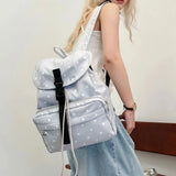 KYLETHOMASW  -  Star Bucket Bag Denim Drawstring Mochila Casual Lightweight Mochilas Mujer Student Backpacks Backpack Korean Bags for Woman