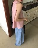 KYLETHOMASW  -  Small Sexy Backless Hanging Neck Style Ribbon Vest Women Summer New Item Niche Retro Loose Versatile Shirt
